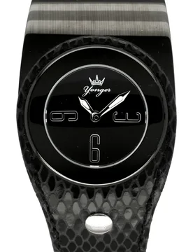 Womens And Bresson: Black Dial Band Watch - Grey Leather - One Size - Yonger & Bresson - FashionsVida