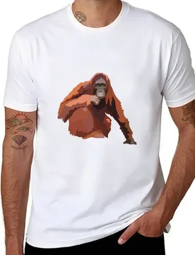 B is for Bornean Orangutan, Bornean Orangutan – Endangered Great Ape from Borneo Jungle T-Shirt man t shirt heavy cotton T-Shirt - Aliexpress - FashionsVida