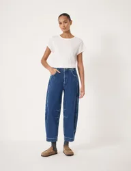 Seam Detail Barrel Leg Jeans Blue Denim female