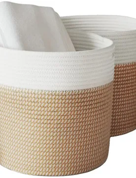 Körbe, Kisten, Regalkörbe Panier Storage Baskets 2 Pcs Marron Et Blanc Durable Einheitsgrösse - vidaXL - FashionsVida