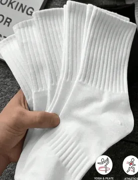 Calcetines blancos de media caña para hombres y mujeres, estilo de pareja lindo, resistentes al olor, absorben la humedad, malla transpirable, suaves - Shein - FashionsVida