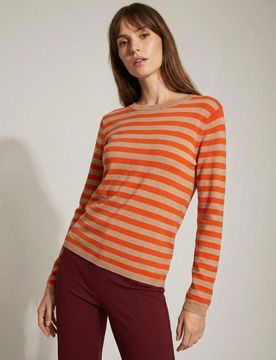 Maglione in viscosa a righe - mandarino