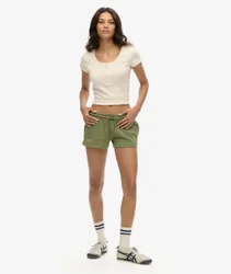 Superdry Damen Kaki Essential Shorts mit Logo, Größe: 44