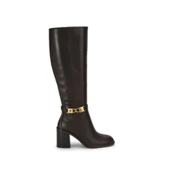 Womens Leather Kingsley Block Heel Knee Boots - Brown - Size Uk 6
