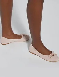 Leather Flat Ballet Pumps Blush female