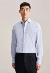 Slim Business Hemd Streifen Blau 44