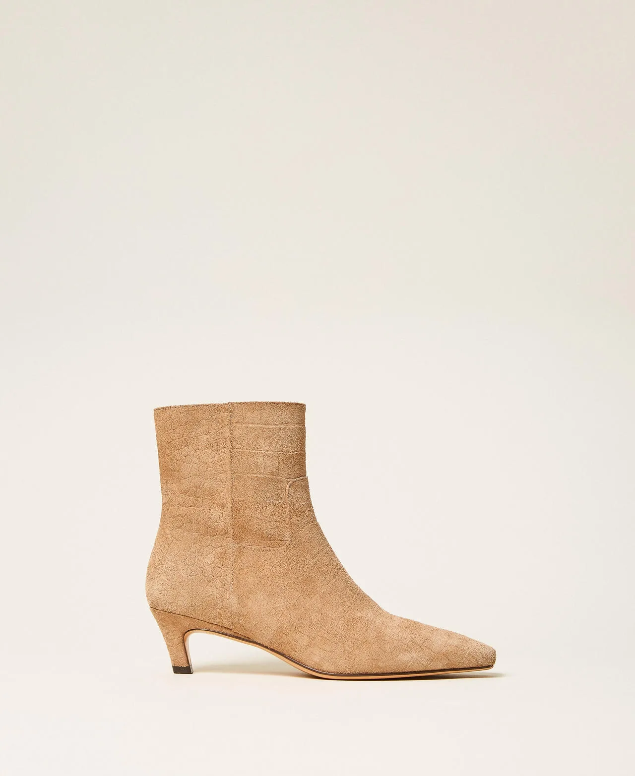 Bottines en cuir velours imprimé croco - TWINSET - FashionsVida