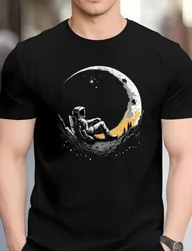 Space exploration, astronaut pattern men's summer cotton short-sleeved printed T-shirt - Aliexpress - FashionsVida