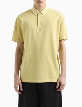 Polo gialla mezza manica in piquè di puro cotone regular-fit - Armani - FashionsVida
