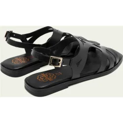 Sandalias en piel troquelada de mujer con hebilla