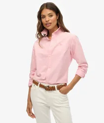 Superdry Damen Schmales, Langärmeliges Oxfordhemd Pink - Größe: 36