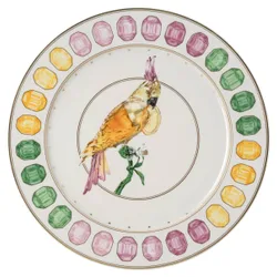 Piatto di servizio Idyllia, Porcellana, Motivo con stampa in cristallo, cacatua, Multicolore OS