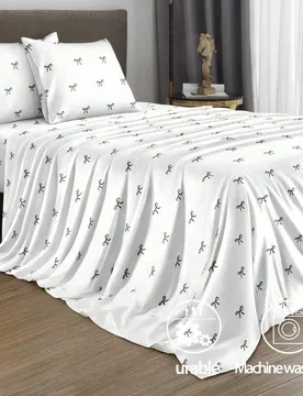 Juego de ropa de cama bohemio geométrico vintage floral de 4 piezas, sábanas suaves de fácil cuidado, incluye 1 sábana plana + 1 sábana ajustable - Shein - FashionsVida