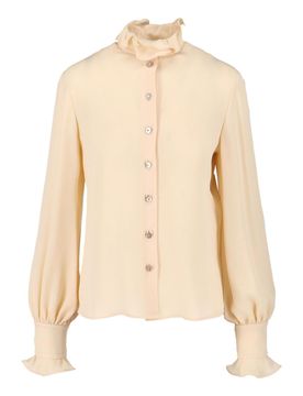 Camicia In Seta Con Volant