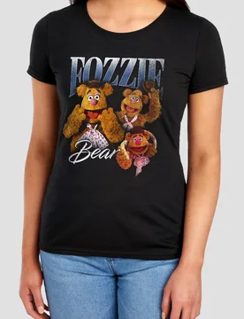 The Muppets Fozzie Bear Homage T-Shirt, Black - Black - Size: S - Disney - FashionsVida