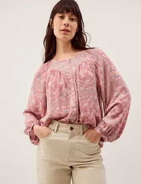 Paisley Print Button Through Blouse Pink Mix female - Monsoon - FashionsVida