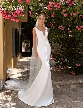 Simple V-Neck Mermaid Wedding Dress 2026 Spaghetti Straps Open Back Beading Buttons Sweep Train Vestidos De Novia Customized - Aliexpress - FashionsVida