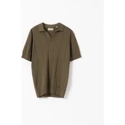 Polo de punto canalé algodón manga corta de hombre
