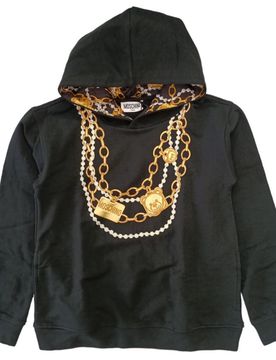 Felpa Nera C/cappuccio 60100 HDF03Y LDA16