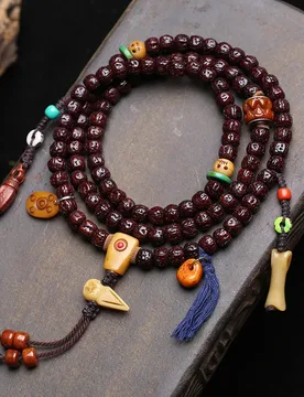 Bead Tibetan-style jade-patina Vajra Bodhi prayer beads, hand-strung and worn-in, with bone beads and ‘A-Dai’ accessories - Aliexpress - FashionsVida
