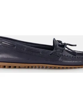 Mocasines de mujer en piel con adorno de lazo y suela de goma - Castellano - FashionsVida