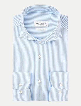 Slim-Fit Hemd Japanese Knitted Blau 39
