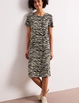 Knielanges Kleid mit Zebra-Print female Braun - Street One - FashionsVida