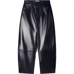 Pantalón de mujer barrel 100% piel de cordero de talle alto