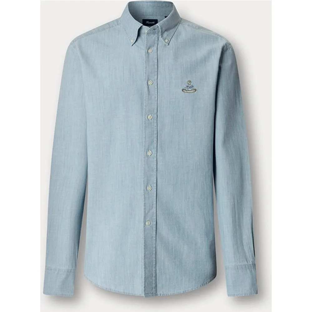 Camisa de hombre fit regular algodón chambray - Façonnable - FashionsVida