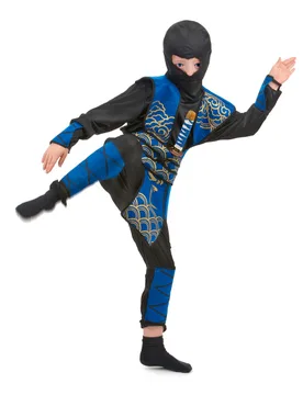 Gefährlicher Ninja Kinderkostüm Krieger schwarz-blau - KARNEVAL-MEGASTORE - FashionsVida