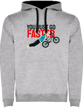 Felpa Con Cappuccio Go Faster Two-colour Heather Grey / Black - Kruskis - FashionsVida