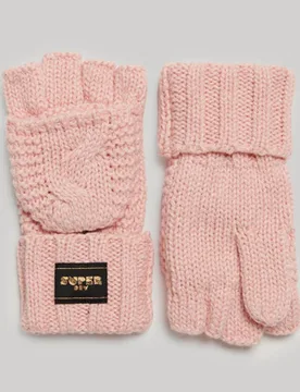 Superdry Damen Strickhandschuhe mit Zopfmuster Pink - Größe: One Größe - 29.99 - FashionsVida