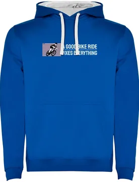 Felpa Con Cappuccio Good Bike Ride Two-colour Royal Blue / White - Kruskis - FashionsVida