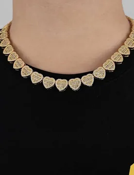 ESKEEM Hip Hop Jewelry in Stock 12MM Wide Iced Out Heart Shaped Necklace Set with Zircon Shining Exquisite Couple Style - Aliexpress - FashionsVida