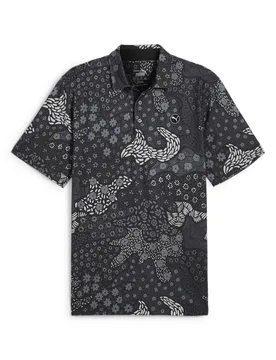 Mens Cloudspun Bloom Camo Golf Polo Shirt - Black - Size 3xl - Puma - FashionsVida