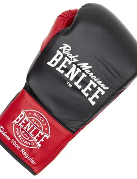 Gants De Boxe En Cuir Typhoon Black / Red 8 oz R - Benlee - FashionsVida