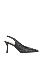 Corfu' Leather Heeled Sandals - Black - Size: 7