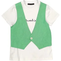 T-shirt Bianca Con Gilet Verde 1296M00073