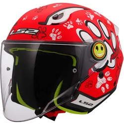 Casco Moto Jet Bambino OF622 FUNNY II PAWS Rosso taglia M