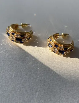 French vintage C-shaped blue wide hollow earrings unique geometric studs classic ear accessory - Aliexpress - FashionsVida