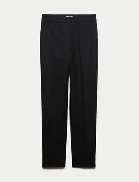 Pure Wool Straight Leg Trousers Black female - Jaeger - FashionsVida