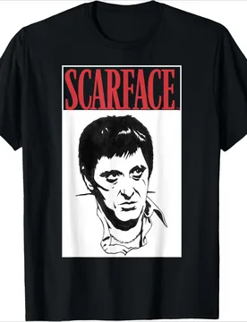 Scarface Black And White Portrait Red Text Graphic design-100% cotton summer O-neck short sleeve casual printed men's T-shirt - Aliexpress - FashionsVida