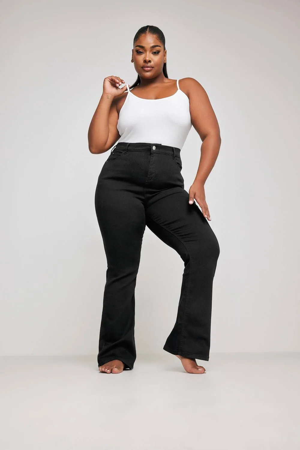 Women's Bootcut Stretch Jeans in Black Size: 30S - Black - Size: 30S - Yours - FashionsVida