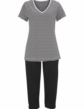 H.I.S Pijama negro / blanco