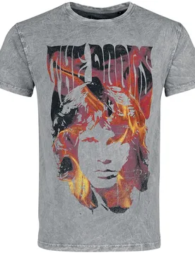 T-Shirt - Jim On Fire - S bis 3XL - für Männer - Größe S - grau - Lizenziertes Merchandise! - Männer - male - The Doors - FashionsVida
