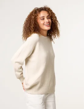 Womens Argyle Stitch Detail Jumper - Beige - Size L/xl - Blue Vanilla - FashionsVida