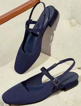 Bailarinas de mujer con correa tipo Mary Jane, tacón bajo cómodo y punta cuadrada - Shein - FashionsVida