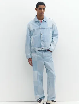 Patchwork Check Baggy Jeans (Size: ) - Pull&bear - FashionsVida