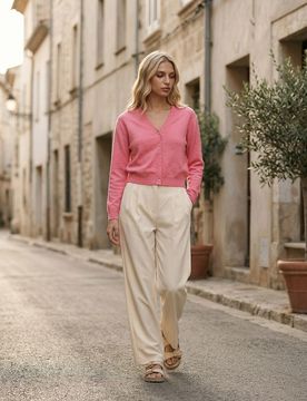 Cardigan classico con bottoni - rosa