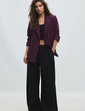 Taillierter Blazer mit Knöpfen Purpurrot XS